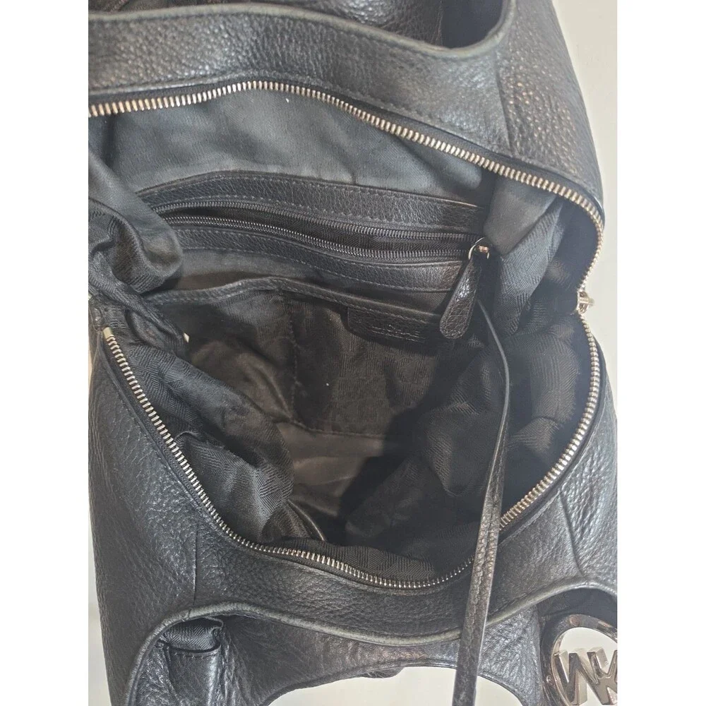 Michael Kors Black Pebble Leather Large Hobo Shoulder Bag